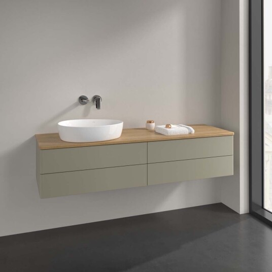 Villeroy & Boch Antao Servantskap med 4 skuffer 160x50x36 cm m/lys Steingrå/Eik