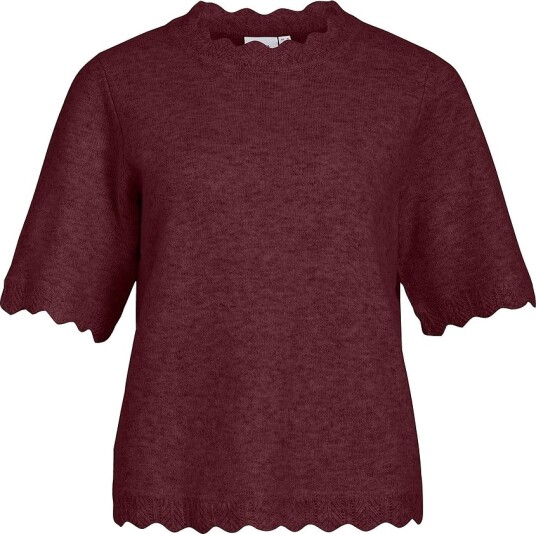 Vila Genser Vinikolina O Neck 2/4 Knit Top No Rød