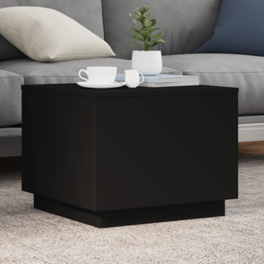  Salongbord med LED-lys svart 50x50x40 cm 839869