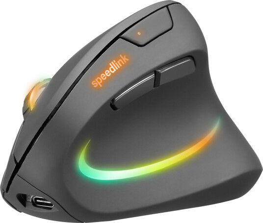 Speedlink PIAVO PRO Trådløs Ergonomisk Vertikal Mus med RGB Belysning - Svart