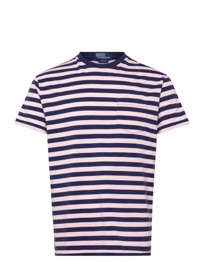 Polo Ralph Lauren Classic Fit Striped Jersey T Shirt   Pink   XL