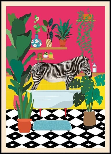 Zebra Bathtime Plakat / 40x50cm