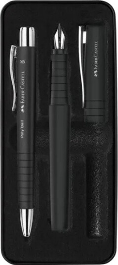 Faber-Castell Poly Ball Set, Svart, 3 Stykker, Kulepenn + Fyllepenn