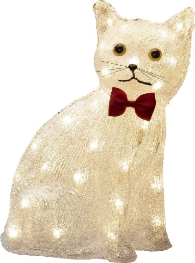 Konstsmide - Akrylfigur av sittende katt, 34 cm, LED - Hvit