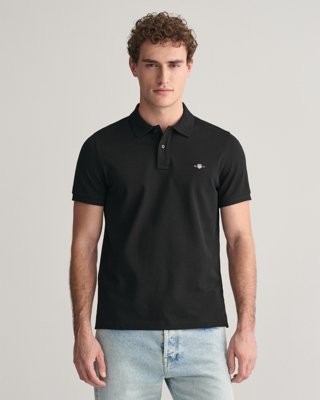 Klassisk piquéskjorte i regular fit BLACK S