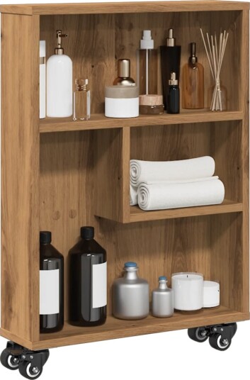Smal oppbevaringsvogn artisan eik 48x13x68 cm konstruert tre Smal oppbevaringsvogn artisan eik 48x13x68 cm konstruert tre