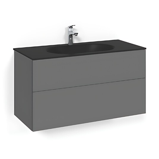 Macro Design Crown Plain/push-open Servantskap 2-skuff - med Glasservant Antrasitt / 100cm Glass Edge Svart Macro Design Crown Plain/push-open Servantskap 2-skuff - med Glasservant Antrasitt / 100cm Glass Edge Svart