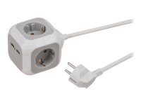 Brennenstuhl ALEA-Power Flerkoplingslist 3680W med 2 USB-porter 1,4 m Hvit
