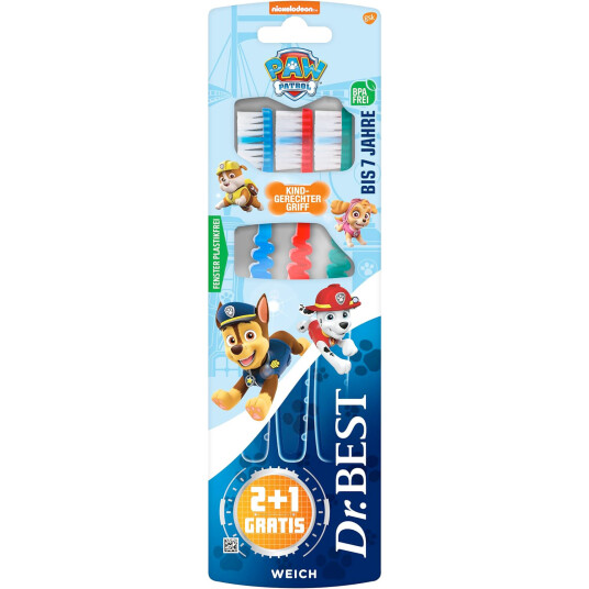 PAW PATRULLE 3 stk. Dr. Best tannbørster for barn