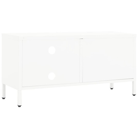 vidaXL TV-benk hvit 90x30x44 cm stål og glass