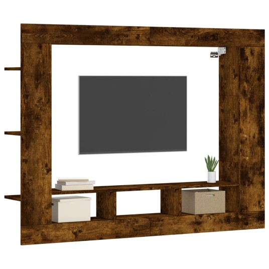TV benk røkt eik 152x22x113 cm konstruert tre TV benk røkt eik 152x22x113 cm konstruert tre