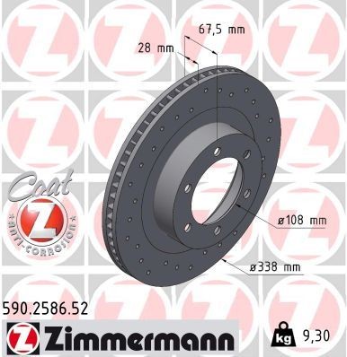 Bremseskive ZIMMERMANN 590.2586.52 Bremseskive ZIMMERMANN 590.2586.52