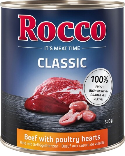 Rocco Våtfôr Økonomi Classic Storfekjøtt Med Fjærkrehjerter 12 X 800 G
