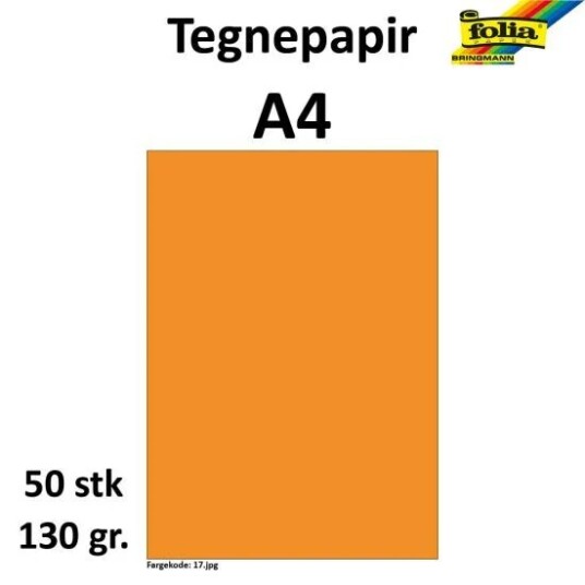Folia Tegnepapir A4 50 ark, 130g, Orange