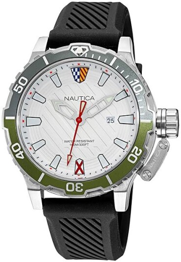 Nautica Herreklokke NAPGLS112 Glenrock Lagoon Sølvfarget/Gummi Ø46