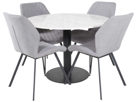 Venture Design Estelle & Gemma spisegruppe Hvit/grå 4 st stoler & bord 106 cm