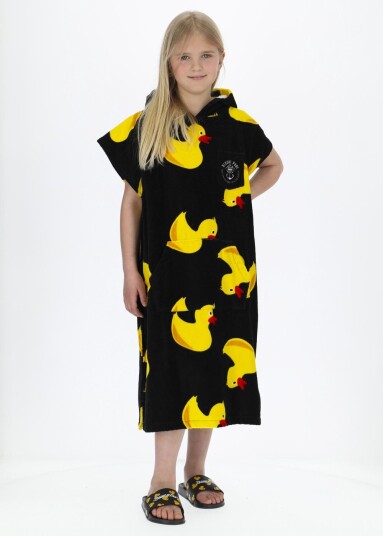 Blount & Pool Tropical Beach Poncho Jr Black Yellow Duck Onesize Badeklær