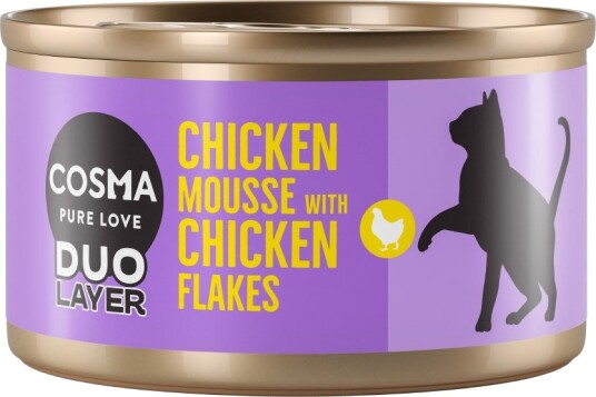 Cosma Våtfôr Duo Layer Kyllingmousse Med Kyllingbiter 24 X 70 G