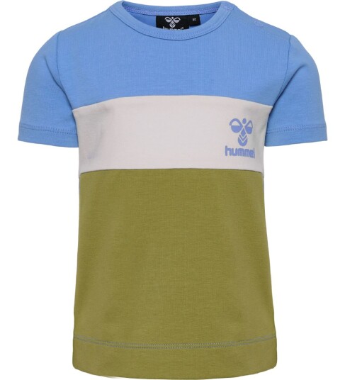 Hummel T skjorte HmlGlad Block Sølv Lake Blue/Green Olive 1 år 80 T skjorte Blå Flerfarget Grønn Hvit