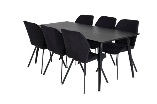 Venture Home Dipp Spisegruppe 180 cm Rektangulær med 6 Gemma Stoler Sort
