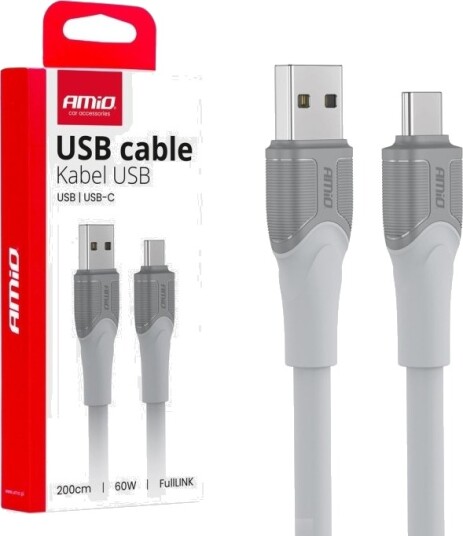 Usb-A Usb-C Ladekabel 60W 200Cm Fulllink Dataoverføring Amio-04290 Usb-A Usb-C Ladekabel 60W 200Cm Fulllink Dataoverføring Amio-04290