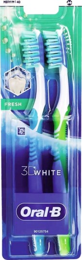 Whitening Tannbørster 2 stk. ORAL-B 3D White Fresh Medium