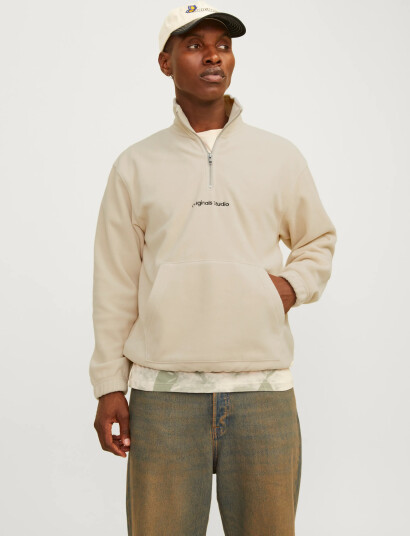 Jack & Jones Jorvesterbro Fleece Quarter Zip Noos - Beige - M Jack & Jones Jorvesterbro Fleece Quarter Zip Noos - Beige - M