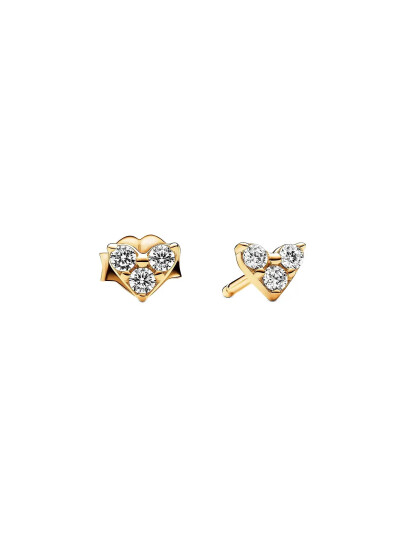 PANDORA Heart 14K Gold Plated Stud Earrings With Clear Cubic Zirconia Guld One Size