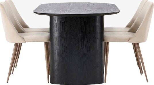 Venture Home   Spisegruppe Isolde med 4 stk stoler Night   Svart