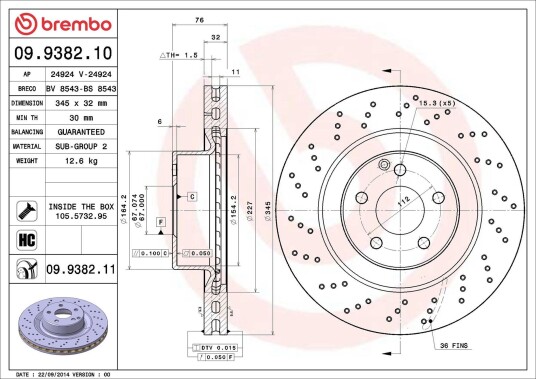 Bremseskive BREMBO 09.9382.11