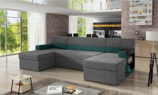 Seksjon Eltap Markos 310x159x90 cm Mat Velvet 85 Mat Velvet 75 Grå Grønn Høyre