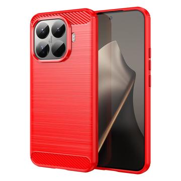 Xiaomi 15T Pro børstet TPU deksel karbonfiber Rød