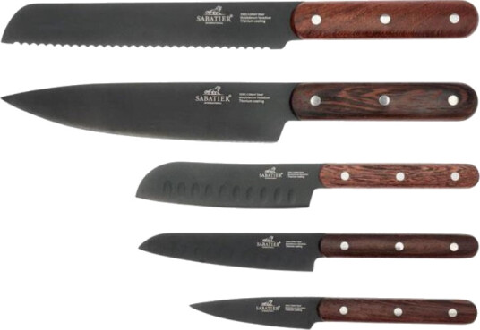 Lion Sabatier Phenix Knivsett Sort/Tre - 5 deler. Kommer oktober -23.