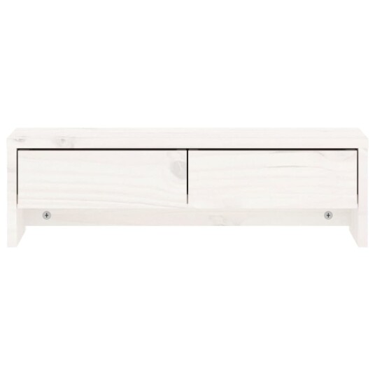 vidaXL Monitorstativ hvit 50x27x15 cm heltre furu