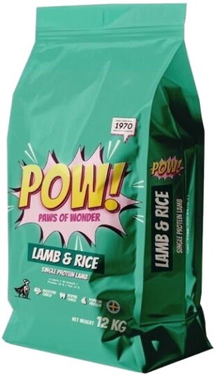 POW! Hundefôr med Lam og Ris 12 kg - Tørrfôr til Voksne Hunder