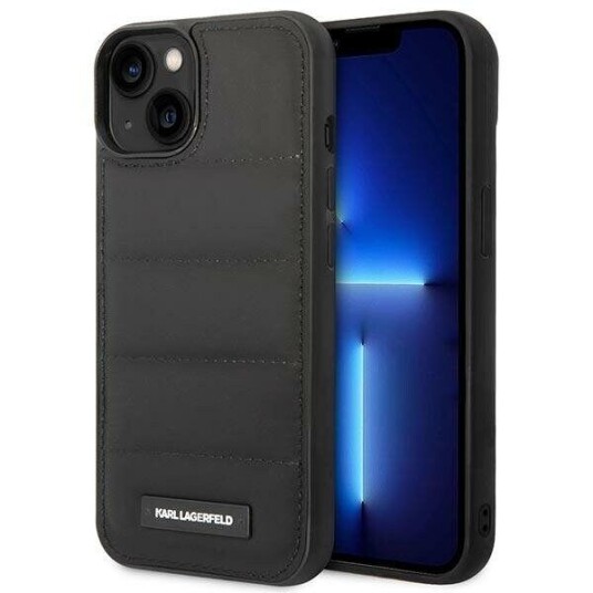 Karl Lagerfeld Quilted Nylon Puffy iPhone 14 Plus Deksel med Logo - Svart