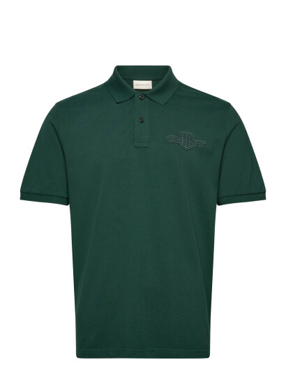 GANT Reg Tonal Shield Ss Polo - Green - S GANT Reg Tonal Shield Ss Polo - Green - S