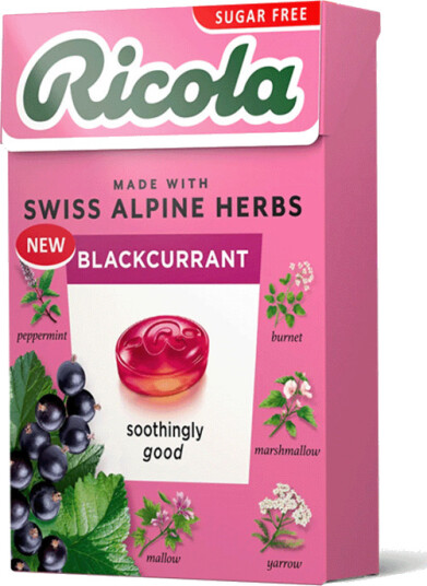Ricola svartkirsebær sukkerfri 45 g