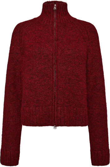 Weekday Soft Knitted Fitted Zip Cardigan   Red   L