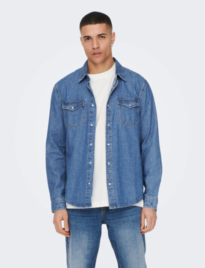 ONLY & SONS Onsbane 3247 Dnm Shirt Noos - Blue - XXL