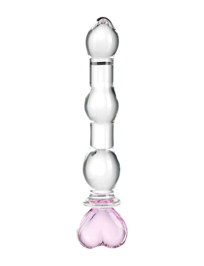 Baseks Baseks Heart Beaded Glass Dildo   Nude   