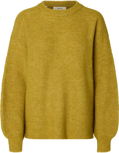 Selected Slwlulu Ls Knit Relaxed O Neck Green XS