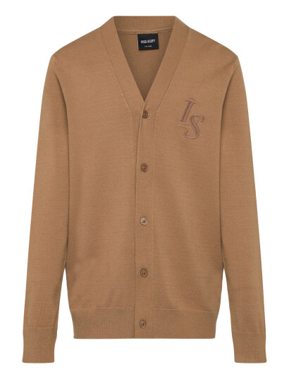 Lyle & Scott L&S Monogram Button Through Cardigan Brown 134 140