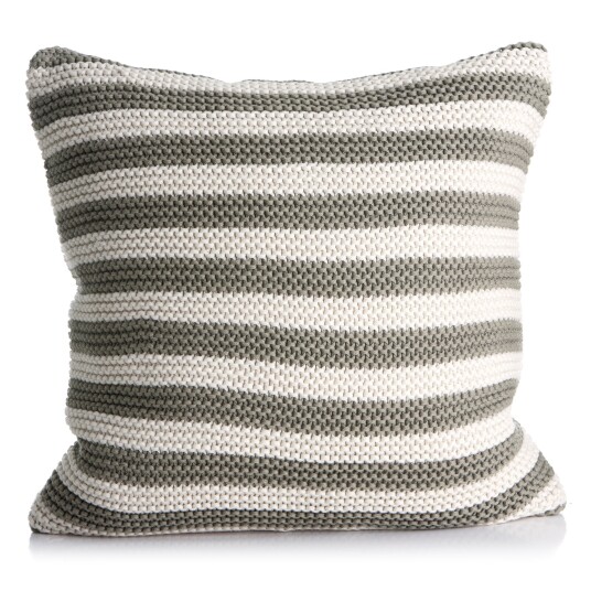Enjoy Design Pute i rillestrikk mosegrønn/offwhite Millie 45x45cm