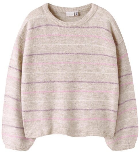 Name It Genser Strikk Loose NkfDotto Peyote melange Name It 6 år 116 Genser Beige