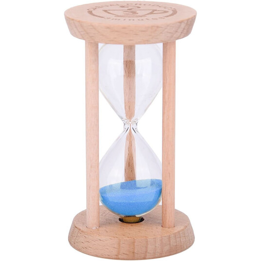 Timeglass 3 Minutes Wood Håndlaget BLÅ