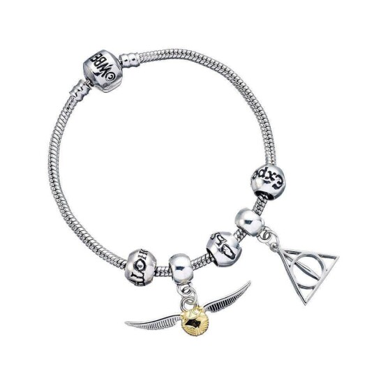 Carat Shop, The Harry Potter Armbånd Sjarmsett Dødstalismanene/snitch/3 Spell Beads (Sølvbelagt) Carat Shop, The Harry Potter Armbånd Sjarmsett Dødstalismanene/snitch/3 Spell Beads (Sølvbelagt)