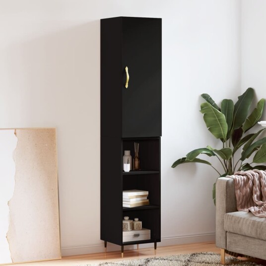 vidaXL Highboard svart 34,5x34x180 cm konstruert tre 8720845483845