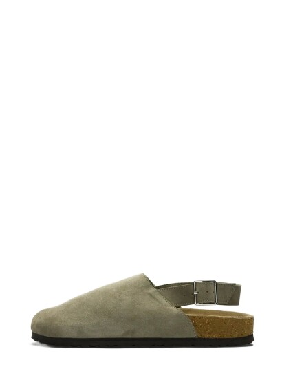 Selected Slhbastian Suede Mule - Khaki green - 45
