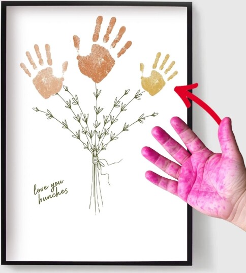 Personalisert Plakat Gjør Det Selv Håndavtrykk Bukett Kunst